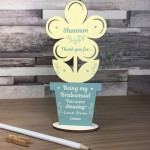 Thank You Bridesmaid Gift Wood Flower Personalised Friend Gift