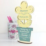 Thank You Bridesmaid Gift Wood Flower Personalised Friend Gift