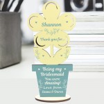 Thank You Bridesmaid Gift Wood Flower Personalised Friend Gift