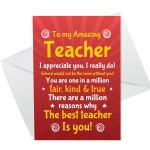 Amazing Teacher Thank You Card For Teacher Assistant Him Her