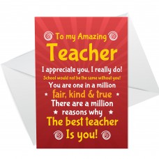 Amazing Teacher Thank You Card For Teacher Assistant Him Her