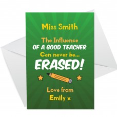 Personalised Teacher Card Thank You From Student Leaving Goodbye
