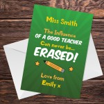 Personalised Teacher Card Thank You From Student Leaving Goodbye