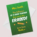 Personalised Teacher Card Thank You From Student Leaving Goodbye