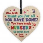 Nursery Teacher Gifts PERSONALISED Wooden Heart Leaving