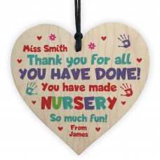 Nursery Teacher Gifts PERSONALISED Wooden Heart Leaving