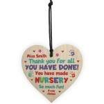 Nursery Teacher Gifts PERSONALISED Wooden Heart Leaving