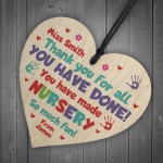 Nursery Teacher Gifts PERSONALISED Wooden Heart Leaving
