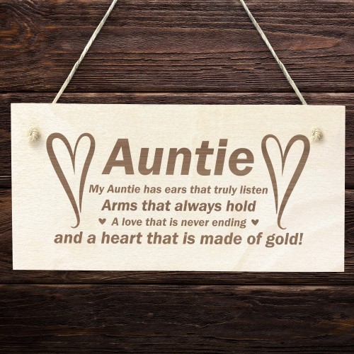 Thank You Gift For Auntie Wood Engraved Sign Auntie Birthday