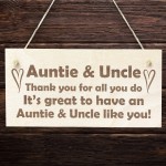 Thank You Gift For Auntie And Uncle Wood Engraved Plaque Novelty