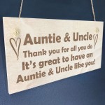 Thank You Gift For Auntie And Uncle Wood Engraved Plaque Novelty