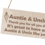 Thank You Gift For Auntie And Uncle Wood Engraved Plaque Novelty