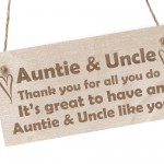 Thank You Gift For Auntie And Uncle Wood Engraved Plaque Novelty