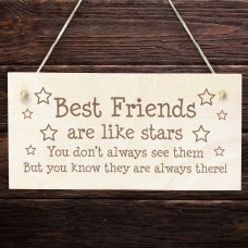 Best Friends Like Stars Gift Wood Sign Engraved Best Friend