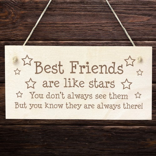 Best Friends Like Stars Gift Wood Sign Engraved Best Friend