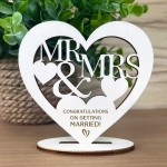 Mr & Mrs Congratulations Wedding Gift For Friend Engraved Heart 