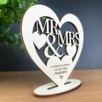 Mr & Mrs Congratulations Wedding Gift For Friend Engraved Heart 