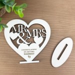 Mr & Mrs Congratulations Wedding Gift For Friend Engraved Heart 