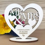 Mr & Mrs Congratulations Wedding Gift For Friend Engraved Heart 