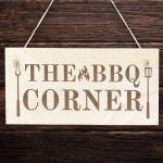 BBQ Corner BBQ Sign For Garden Hanging Wood Engraved Sign