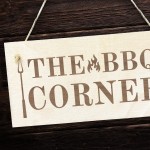 BBQ Corner BBQ Sign For Garden Hanging Wood Engraved Sign