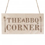 BBQ Corner BBQ Sign For Garden Hanging Wood Engraved Sign