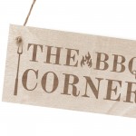 BBQ Corner BBQ Sign For Garden Hanging Wood Engraved Sign