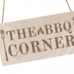 BBQ Corner BBQ Sign For Garden Hanging Wood Engraved Sign