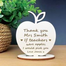 Personalised Teacher Gifts Wooden Engraved Apple Thank You Gifts