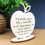 Personalised Teacher Gifts Wooden Engraved Apple Thank You Gifts