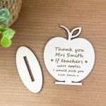 Personalised Teacher Gifts Wooden Engraved Apple Thank You Gifts