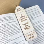 Engraved Wood Bookmark Tutor Gift Thank You Gift For Him Her