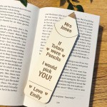 Engraved Wood Bookmark Tutor Gift Thank You Gift For Him Her