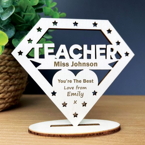 Personalised Best Teacher Thank You Gifts Wood Plaque Leaving 