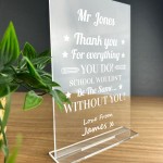 PERONALISED Thank You Teacher Plaque End Of School Year Leaving 