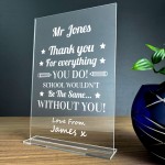 PERONALISED Thank You Teacher Plaque End Of School Year Leaving 