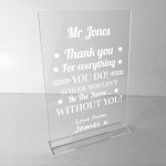 PERONALISED Thank You Teacher Plaque End Of School Year Leaving 