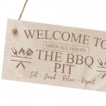 THE BBQ PIT Engraved Hanging Garden Shed Sign BBQ Sign