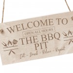 THE BBQ PIT Engraved Hanging Garden Shed Sign BBQ Sign