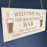 Backyard Bar Sign WELCOME Sign Engraved Sign Bar Sign Home Bar 