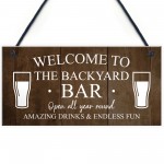 Backyard Bar Sign Hanging Wall Plaque Vintage Man Cave Shed Sign