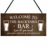 Backyard Bar Sign Hanging Wall Plaque Vintage Man Cave Shed Sign