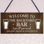 Backyard Bar Sign Hanging Wall Plaque Vintage Man Cave Shed Sign