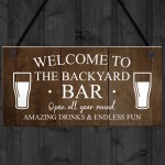 Backyard Bar Sign Hanging Wall Plaque Vintage Man Cave Shed Sign