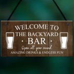 Backyard Bar Sign Hanging Wall Plaque Vintage Man Cave Shed Sign