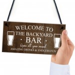 Backyard Bar Sign Hanging Wall Plaque Vintage Man Cave Shed Sign