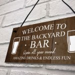 Backyard Bar Sign Hanging Wall Plaque Vintage Man Cave Shed Sign