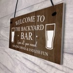 Backyard Bar Sign Hanging Wall Plaque Vintage Man Cave Shed Sign