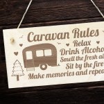 Caravan Rules Sign Hanging Wall Plaque Caravan Lover Gift