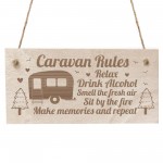 Caravan Rules Sign Hanging Wall Plaque Caravan Lover Gift